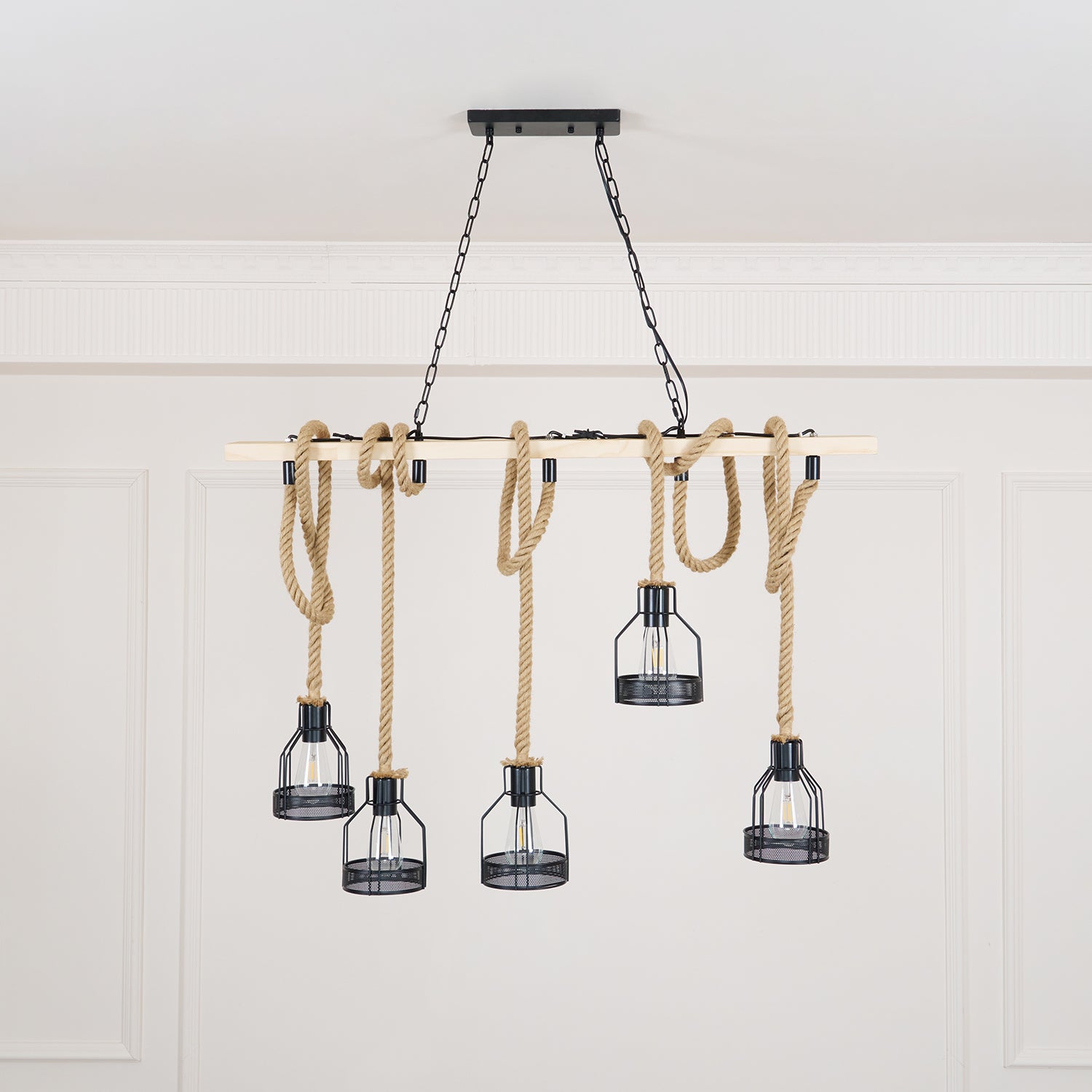 Hemp Rope Industrial Grenade Chandelier Position 15