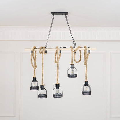 Hemp Rope Industrial Grenade Chandelier Position 15