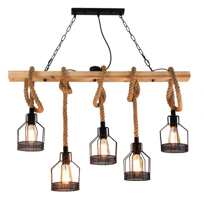 Hemp Rope Industrial Grenade Chandelier Position 8