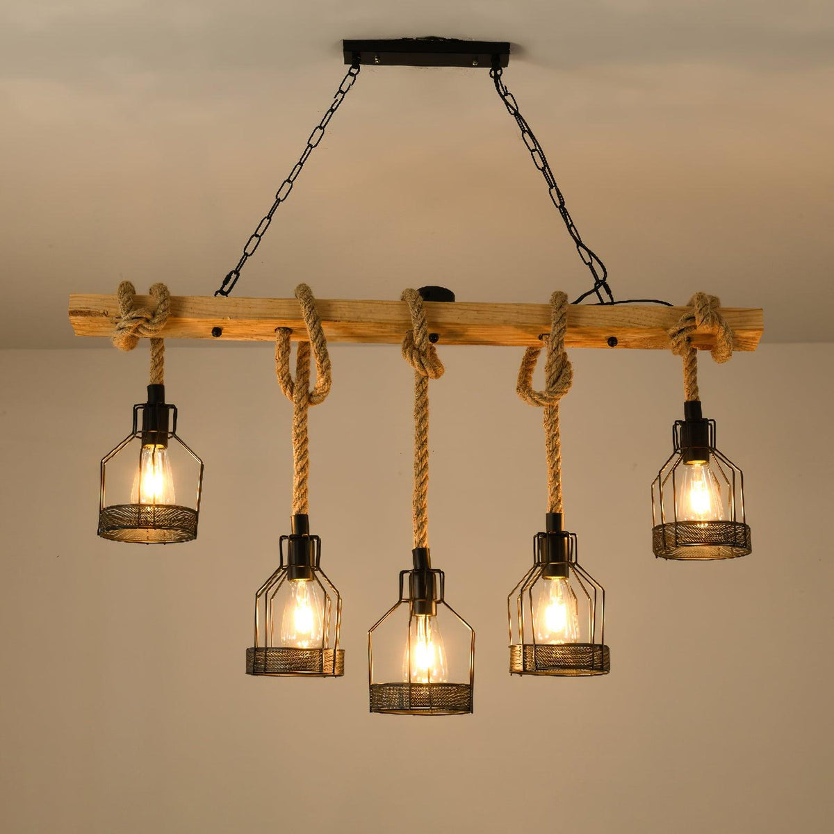 Hemp Rope Industrial Grenade Chandelier Position 9