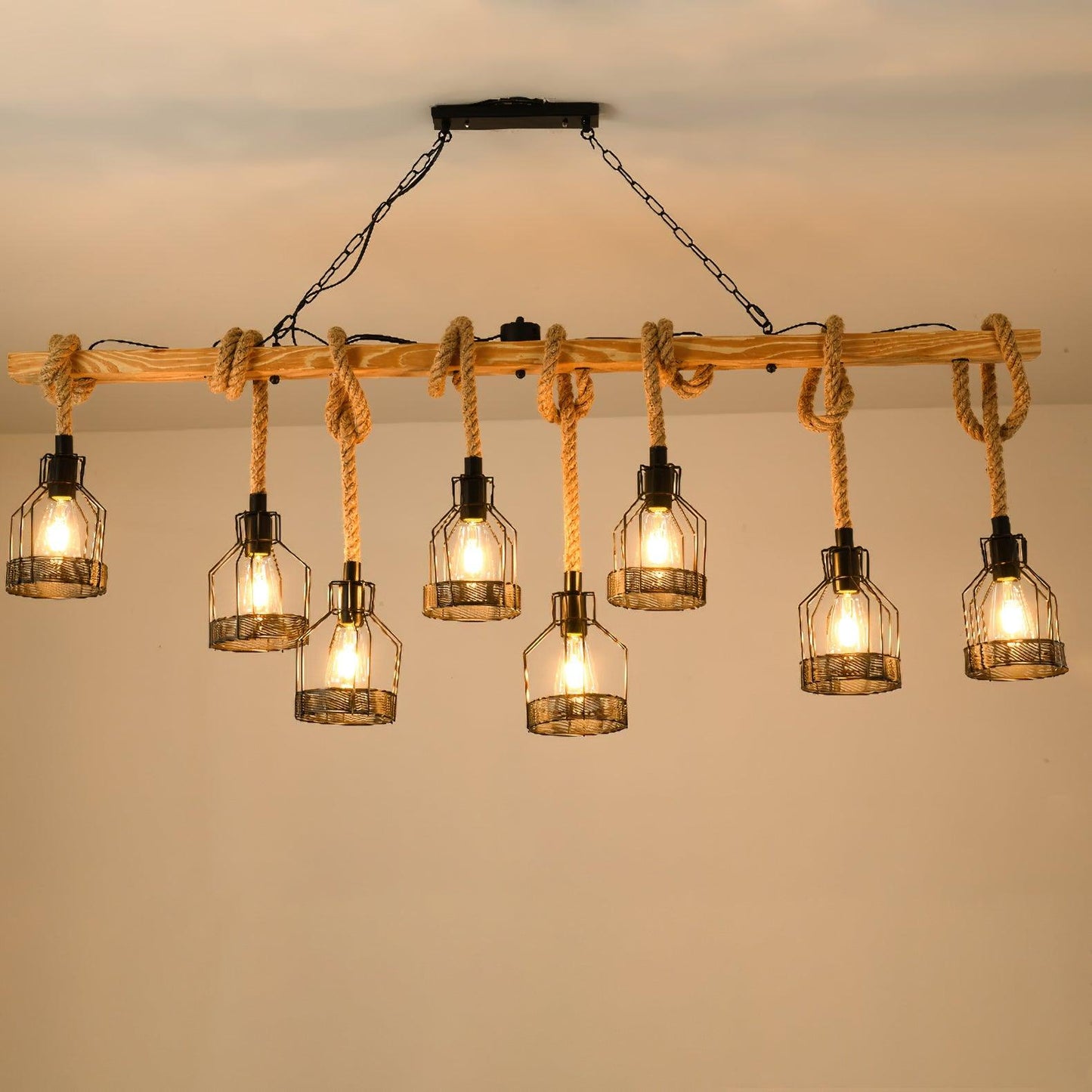 Hemp Rope Industrial Grenade Chandelier Position 10