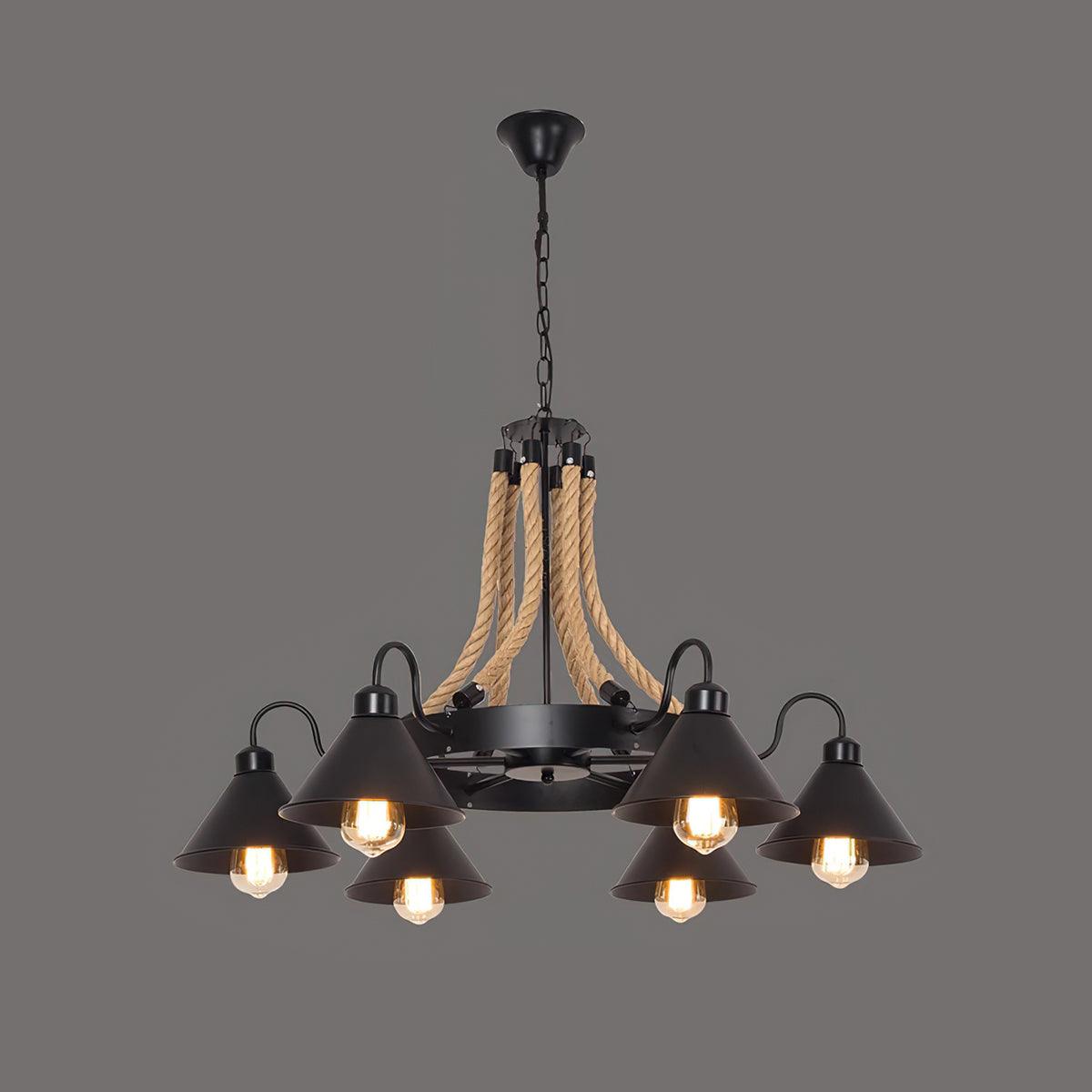 Hemp Rope Industrial Horn Chandelier Position 20