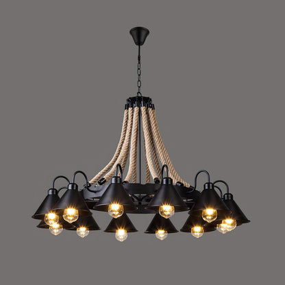 Hemp Rope Industrial Horn Chandelier Position 22