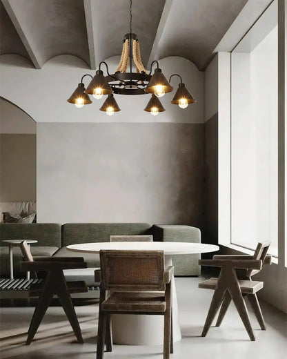 Hemp Rope Industrial Horn Chandelier Position 14