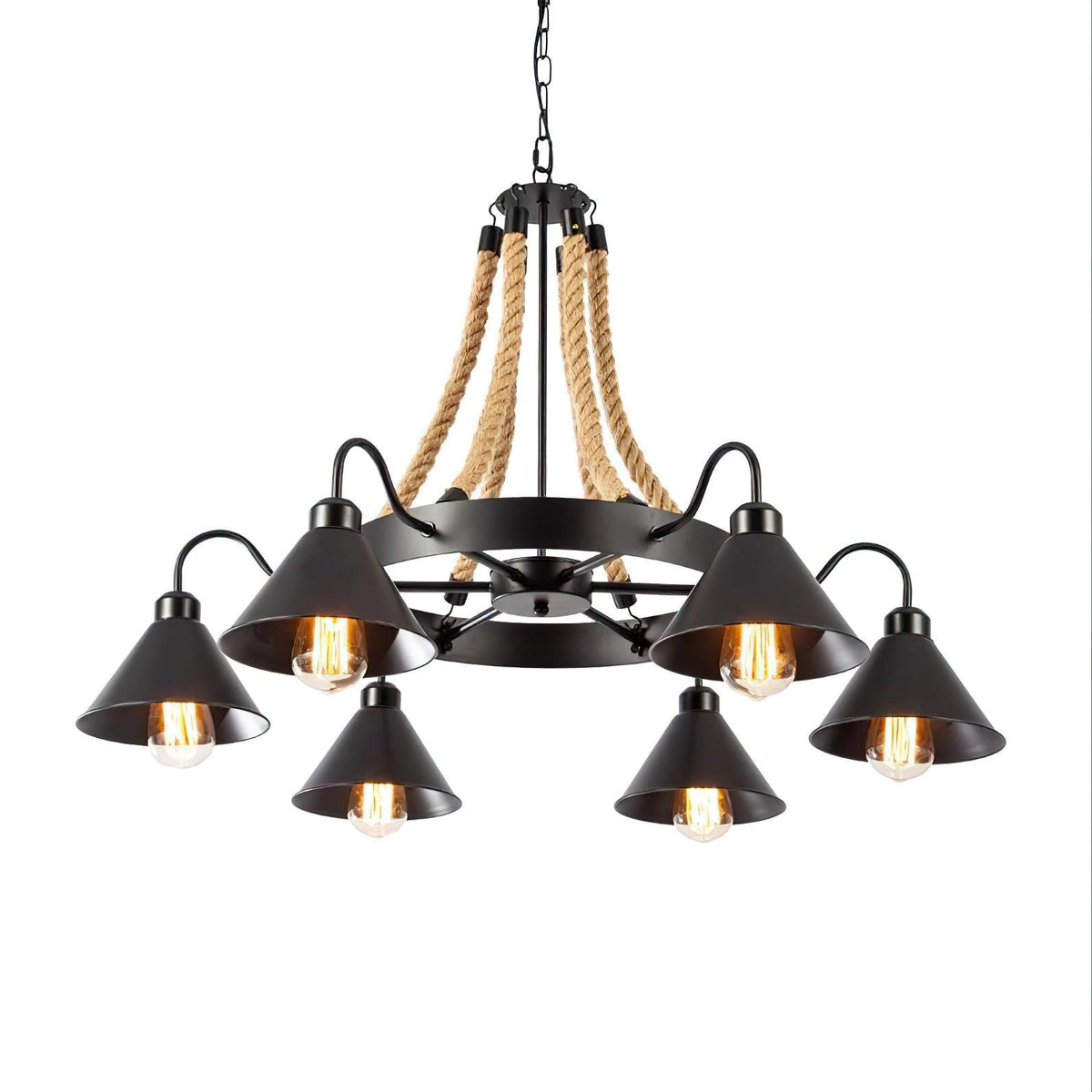 Hemp Rope Industrial Horn Chandelier Position 18