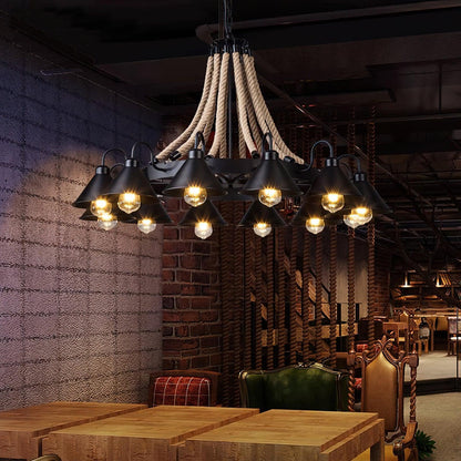 Hemp Rope Industrial Horn Chandelier Position 7