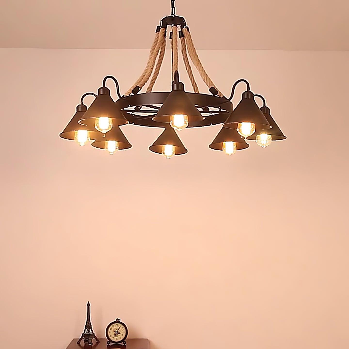 Hemp Rope Industrial Horn Chandelier Position 13