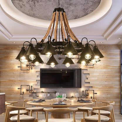 Hemp Rope Industrial Horn Chandelier Position 10