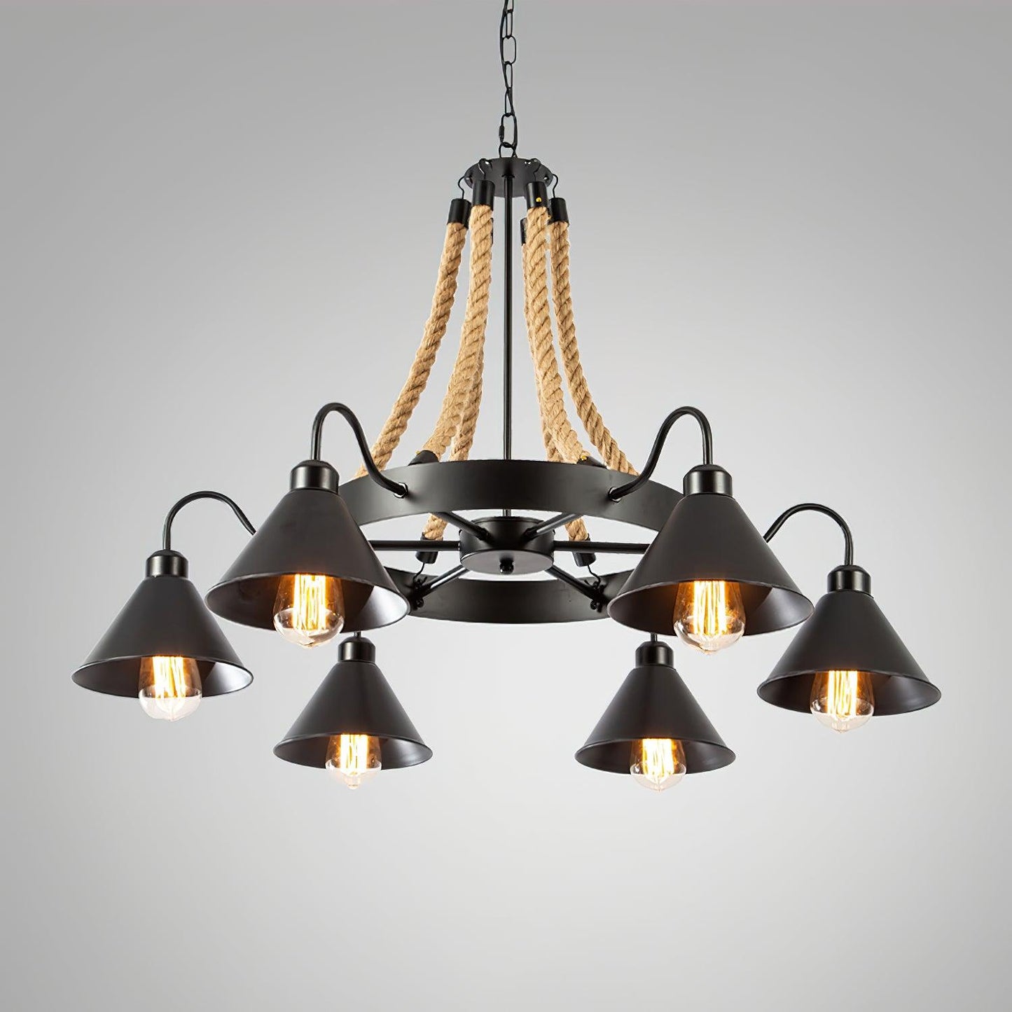 Hemp Rope Industrial Horn Chandelier Position 19