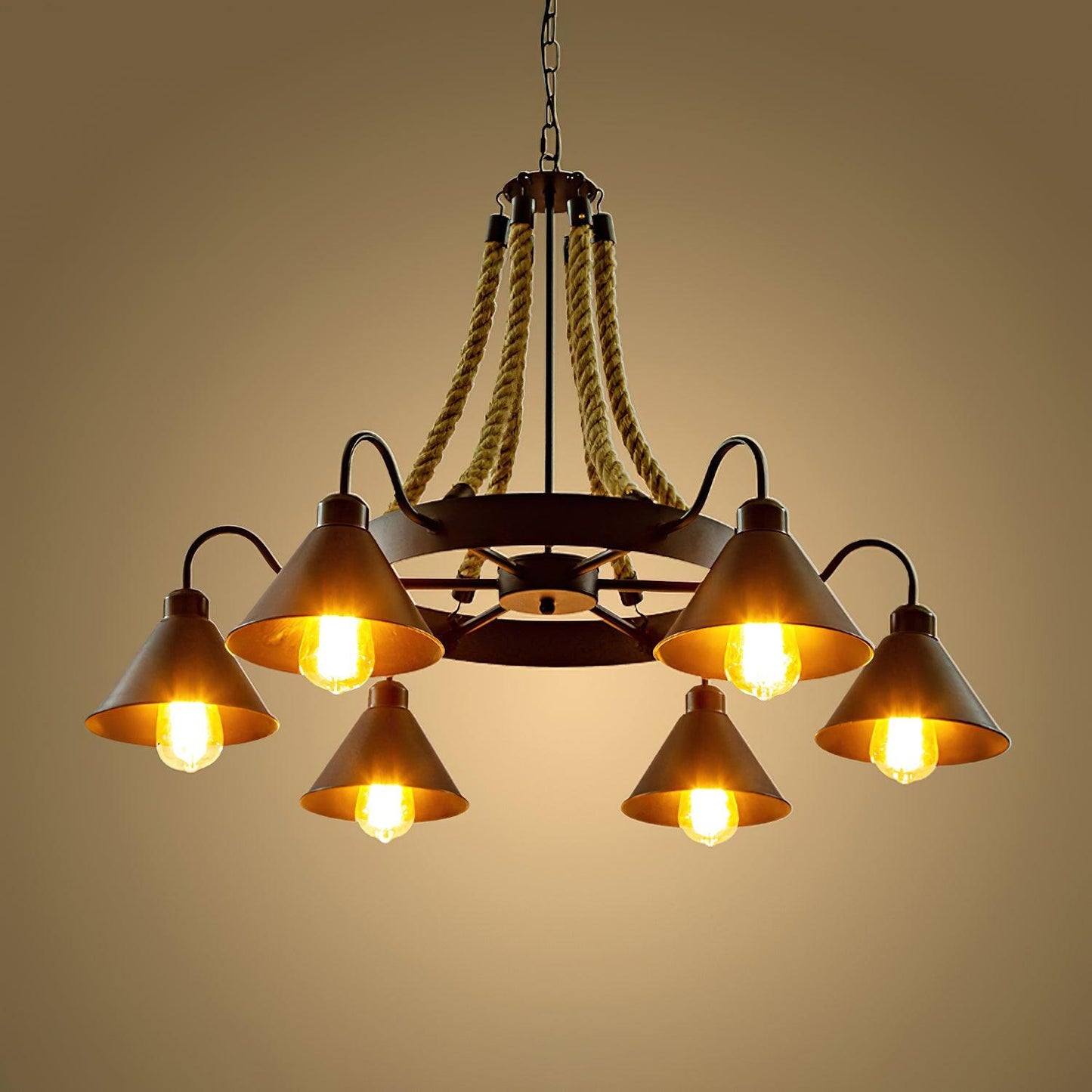 Hemp Rope Industrial Horn Chandelier Position 17