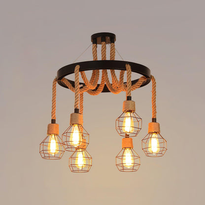 Hemp Rope Industrial Starfall Chandelier Position 30