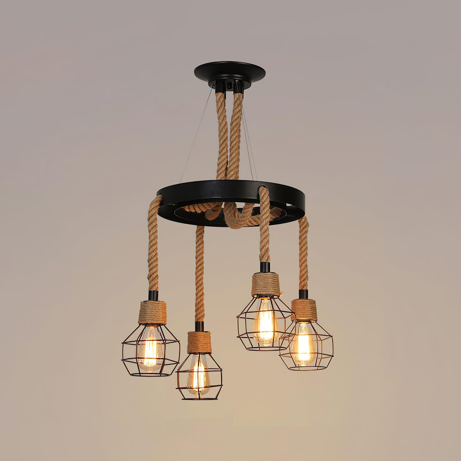 Hemp Rope Industrial Starfall Chandelier Position 29