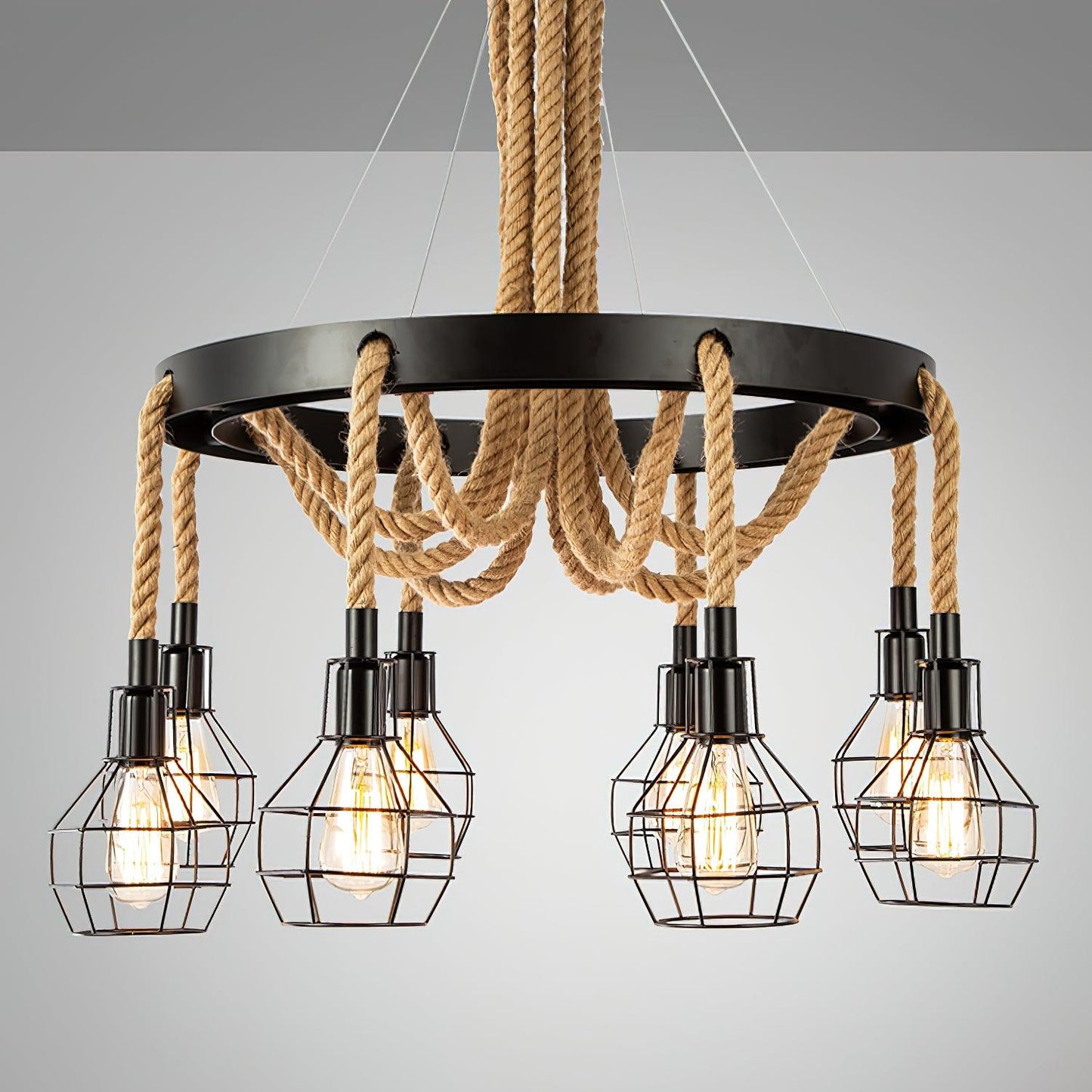 Hemp Rope Industrial Starfall Chandelier Position 23