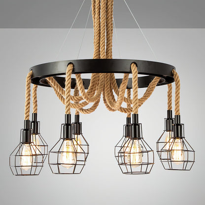 Hemp Rope Industrial Starfall Chandelier Position 23