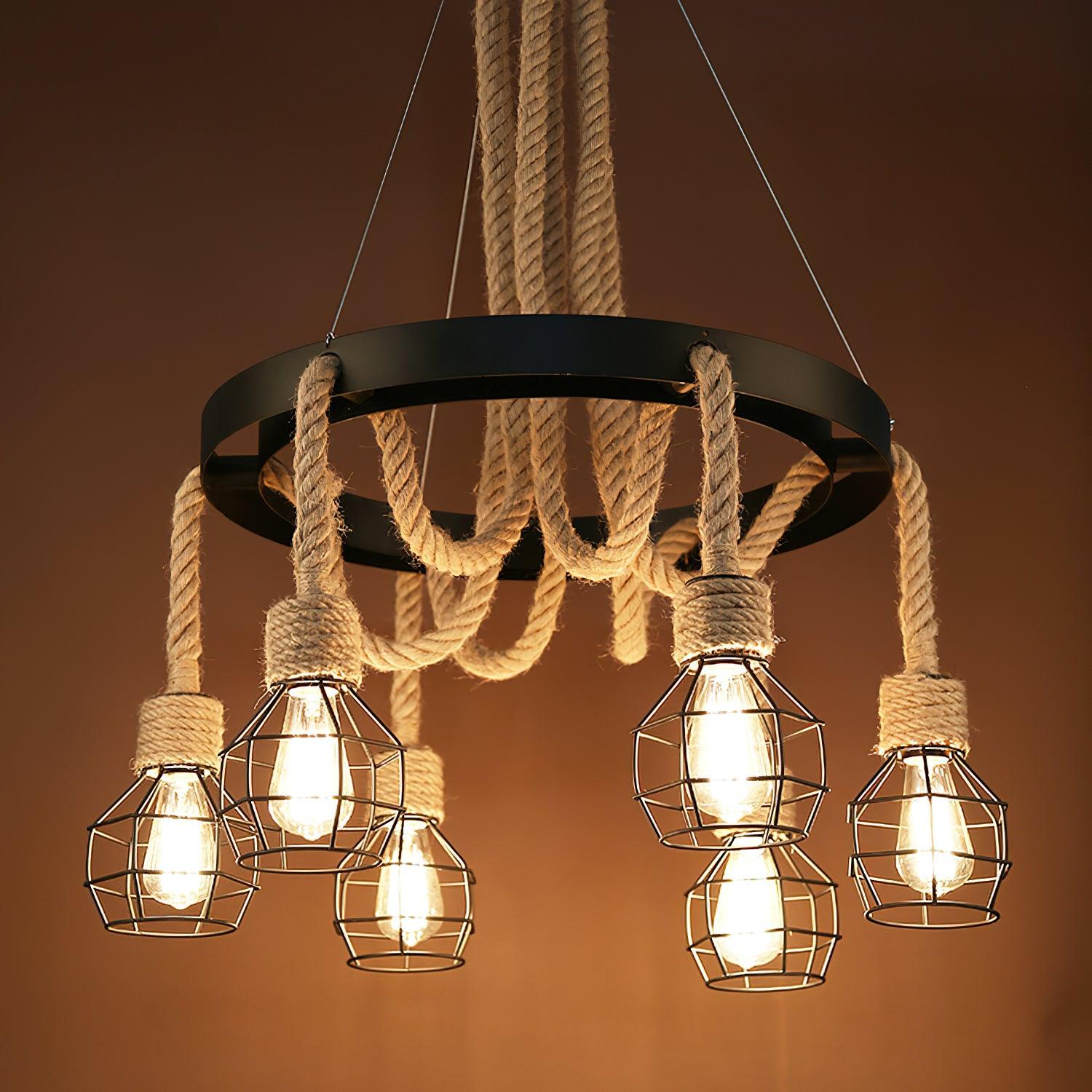 Hemp Rope Industrial Starfall Chandelier Position 24