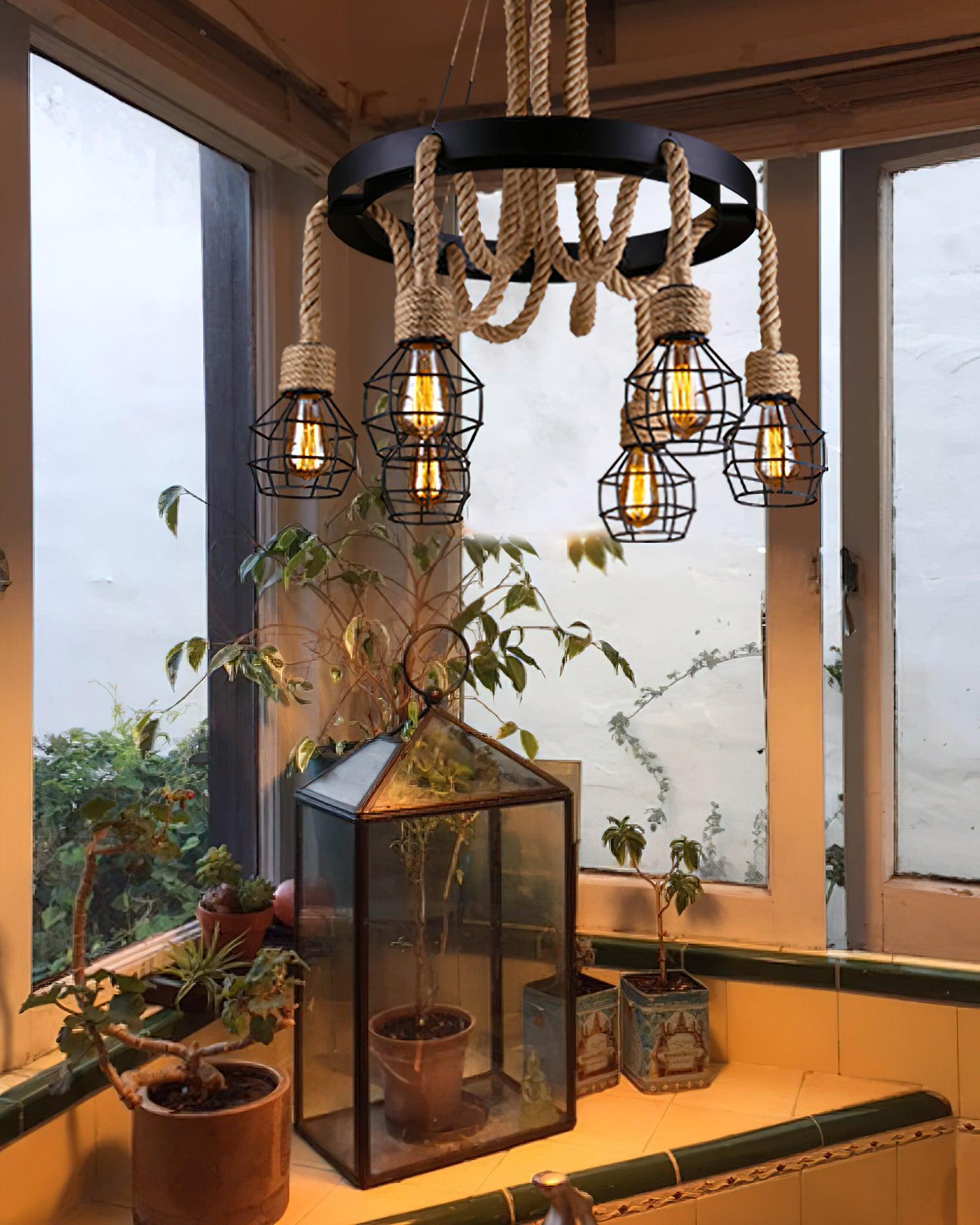 Hemp Rope Industrial Starfall Chandelier Position 16
