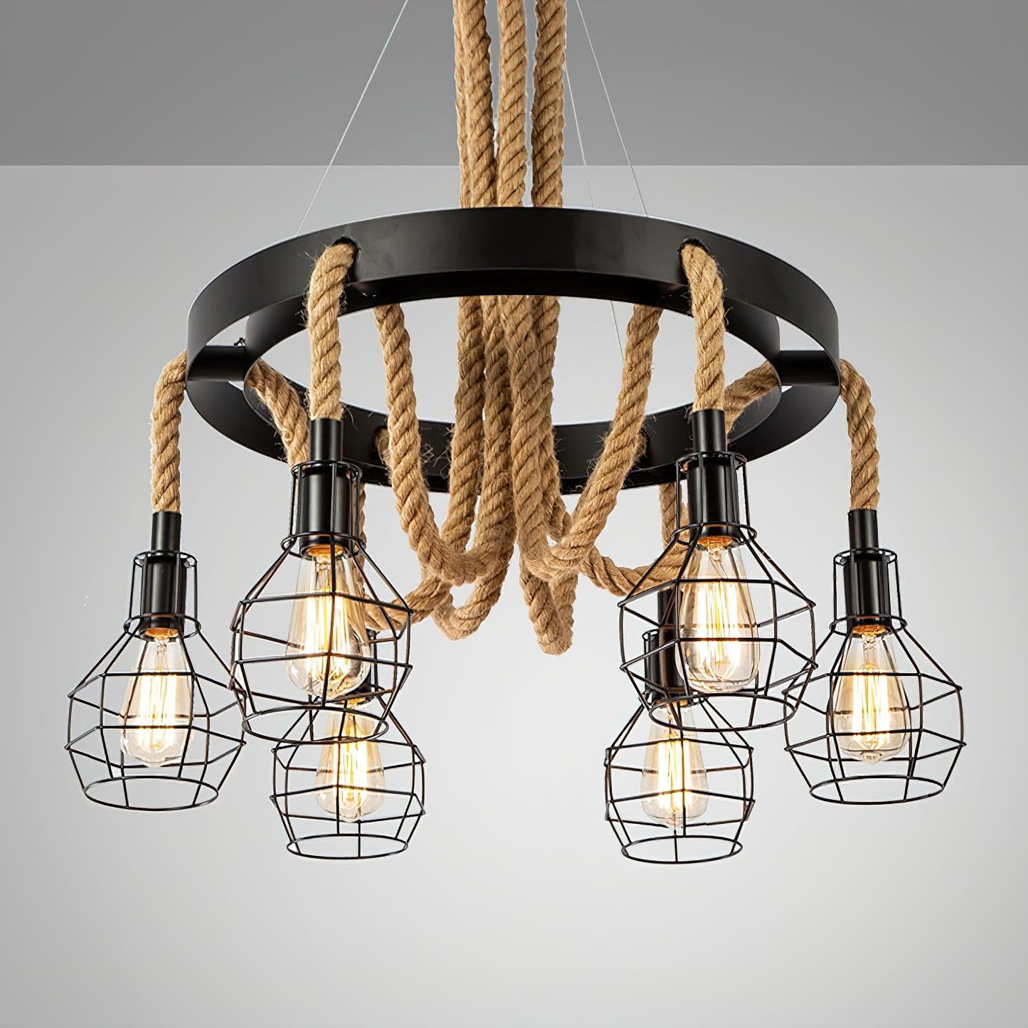 Hemp Rope Industrial Starfall Chandelier Position 19