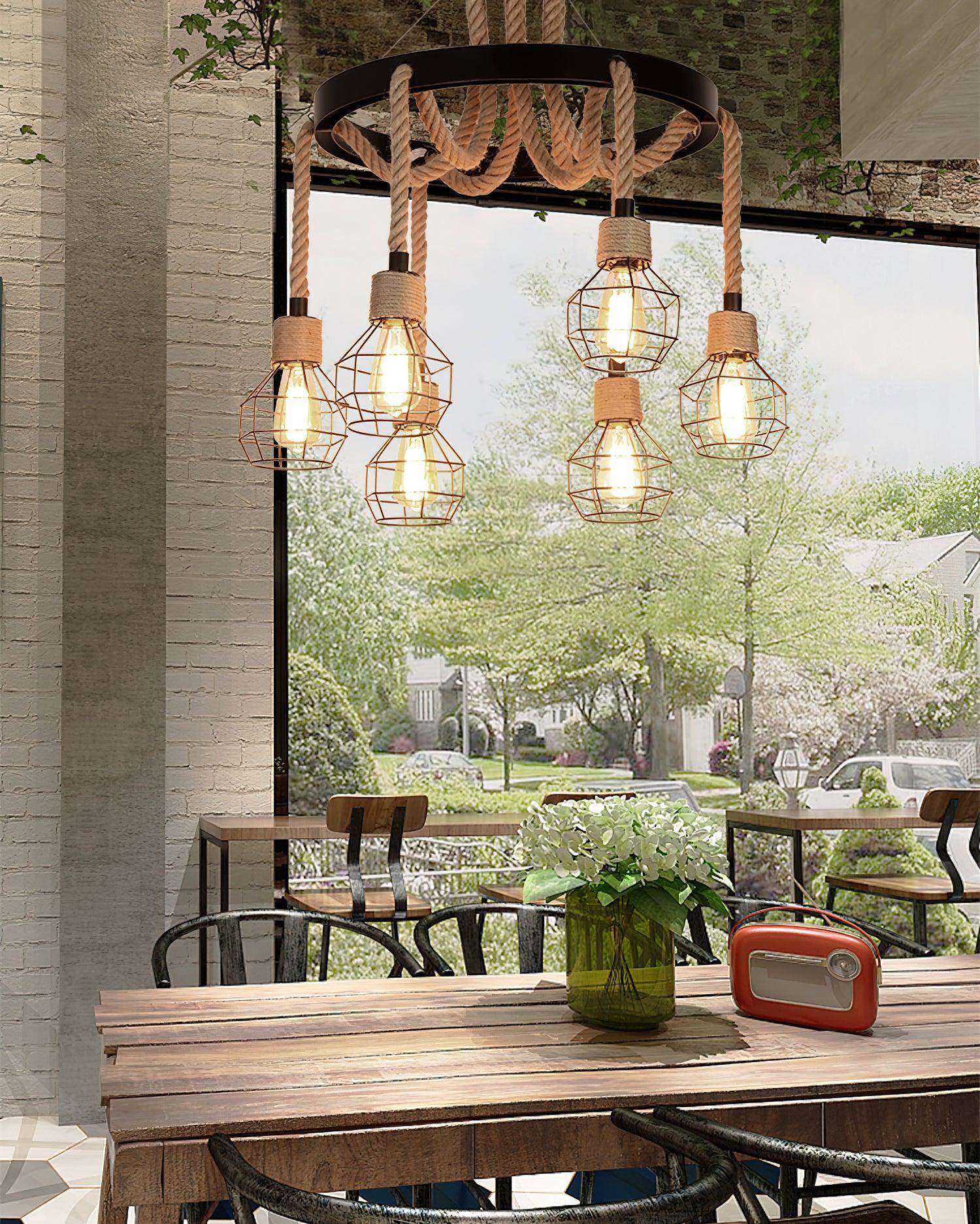 Hemp Rope Industrial Starfall Chandelier Position 18
