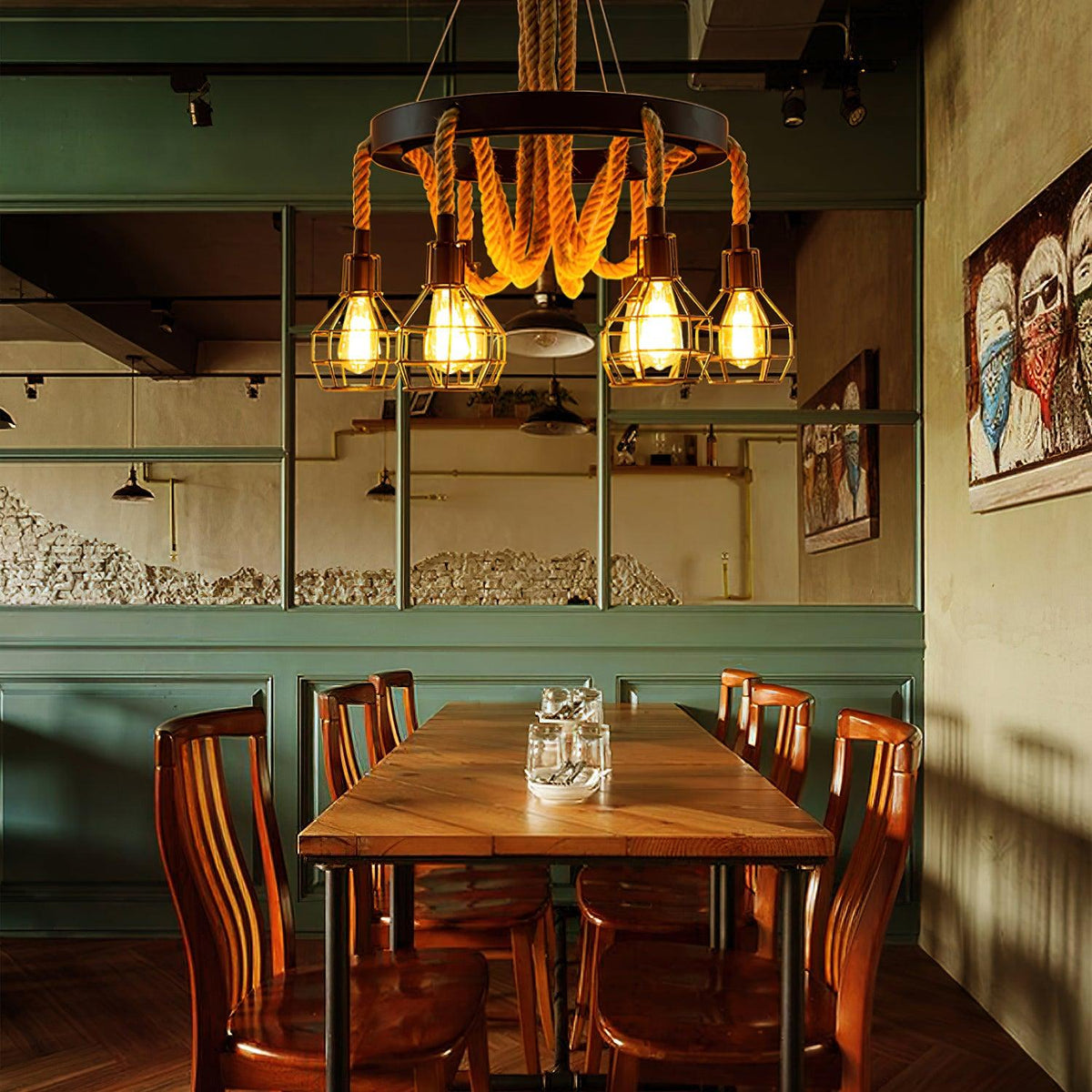Hemp Rope Industrial Starfall Chandelier Position 10