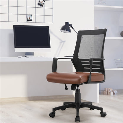 Mesh & PU Leather Office Chair with Adjustable Height & Tilt — front view