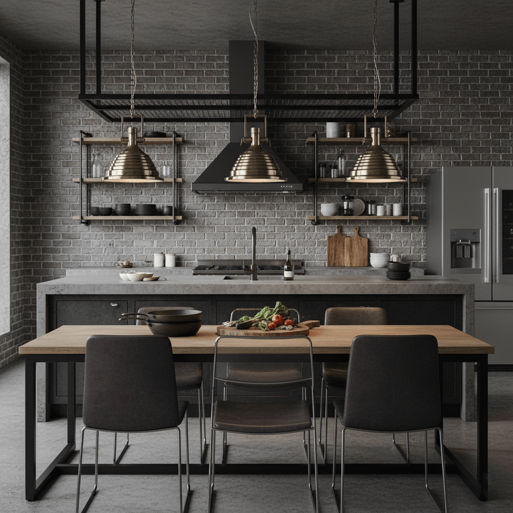 Industrial Metal Pendant Light, Vintage Design — detail view