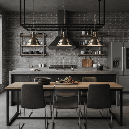 Industrial Metal Pendant Light, Vintage Design — detail view