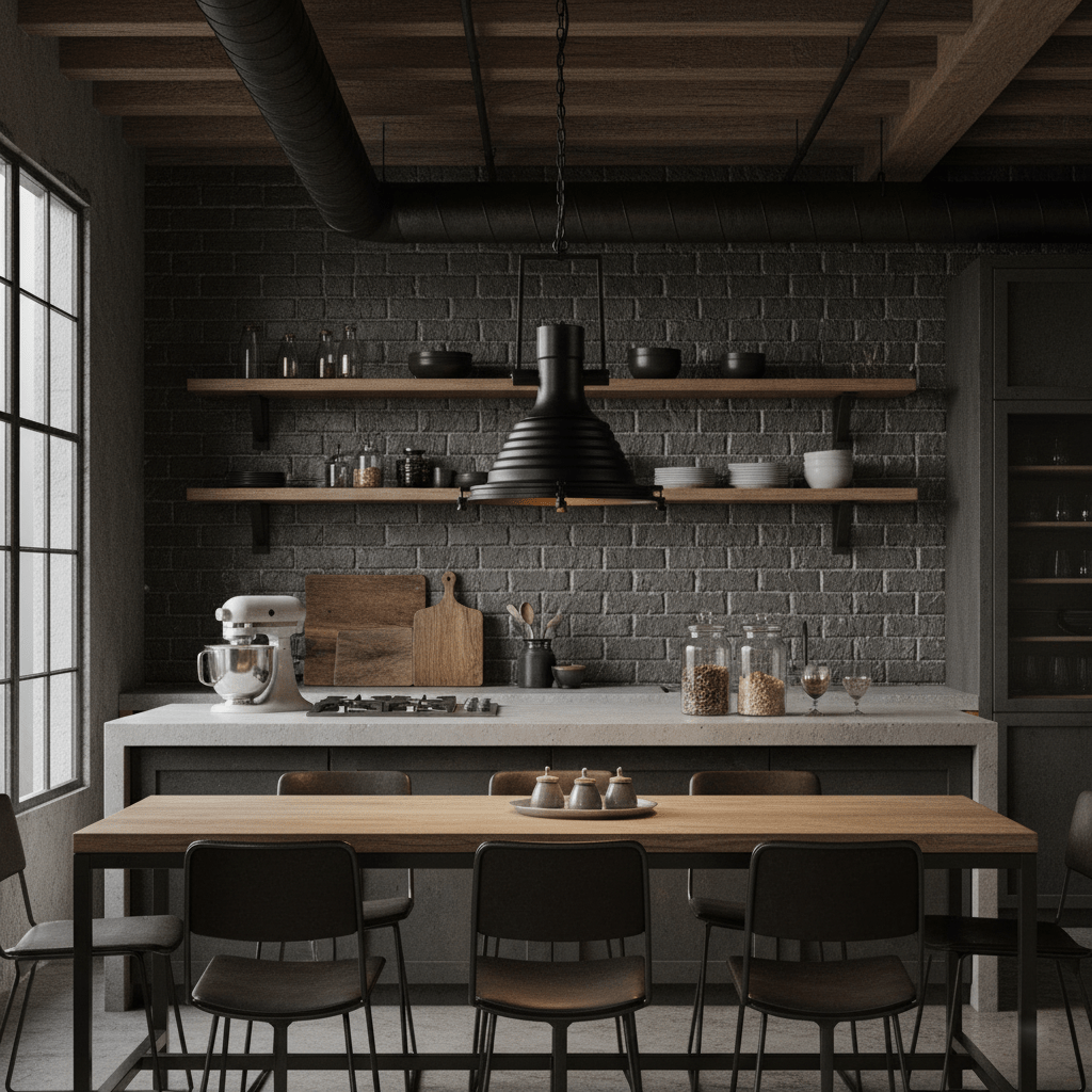 Industrial Metal Pendant Light, Vintage Design — lifestyle view