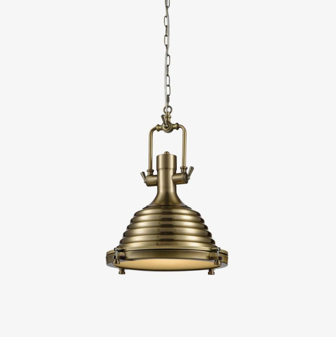 Industrial Metal Pendant Light, Vintage Design — front view