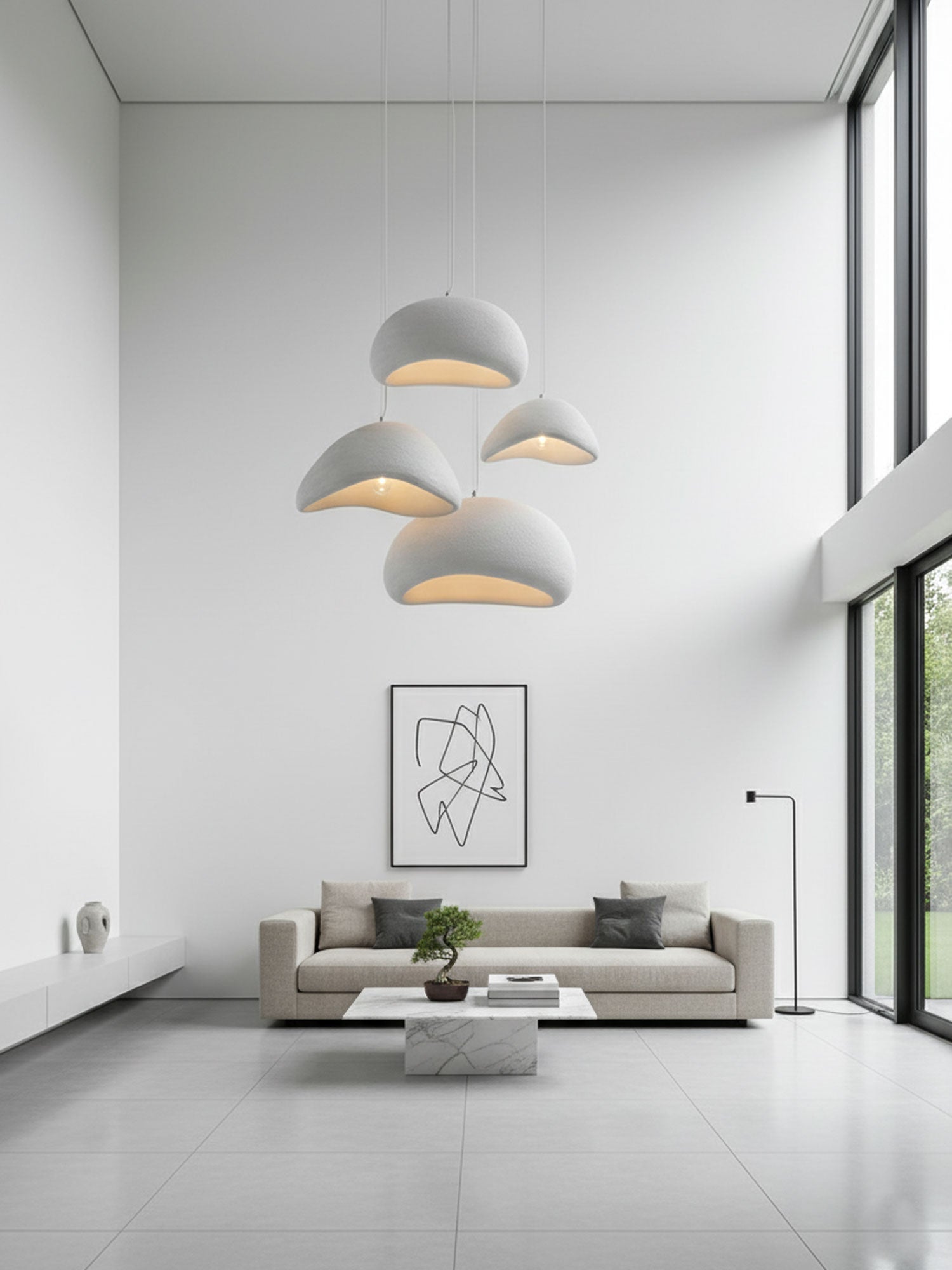 Layered Dome Pendant Light with Adjustable Height — lifestyle view
