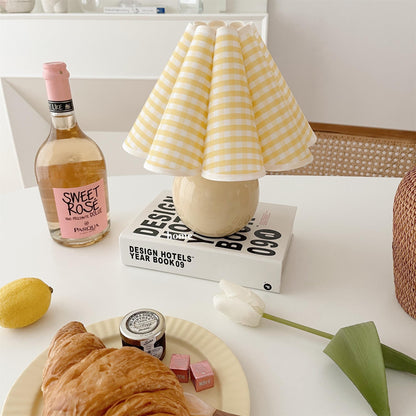 Knife Pleat Table Lamp, Soft Ambient Light