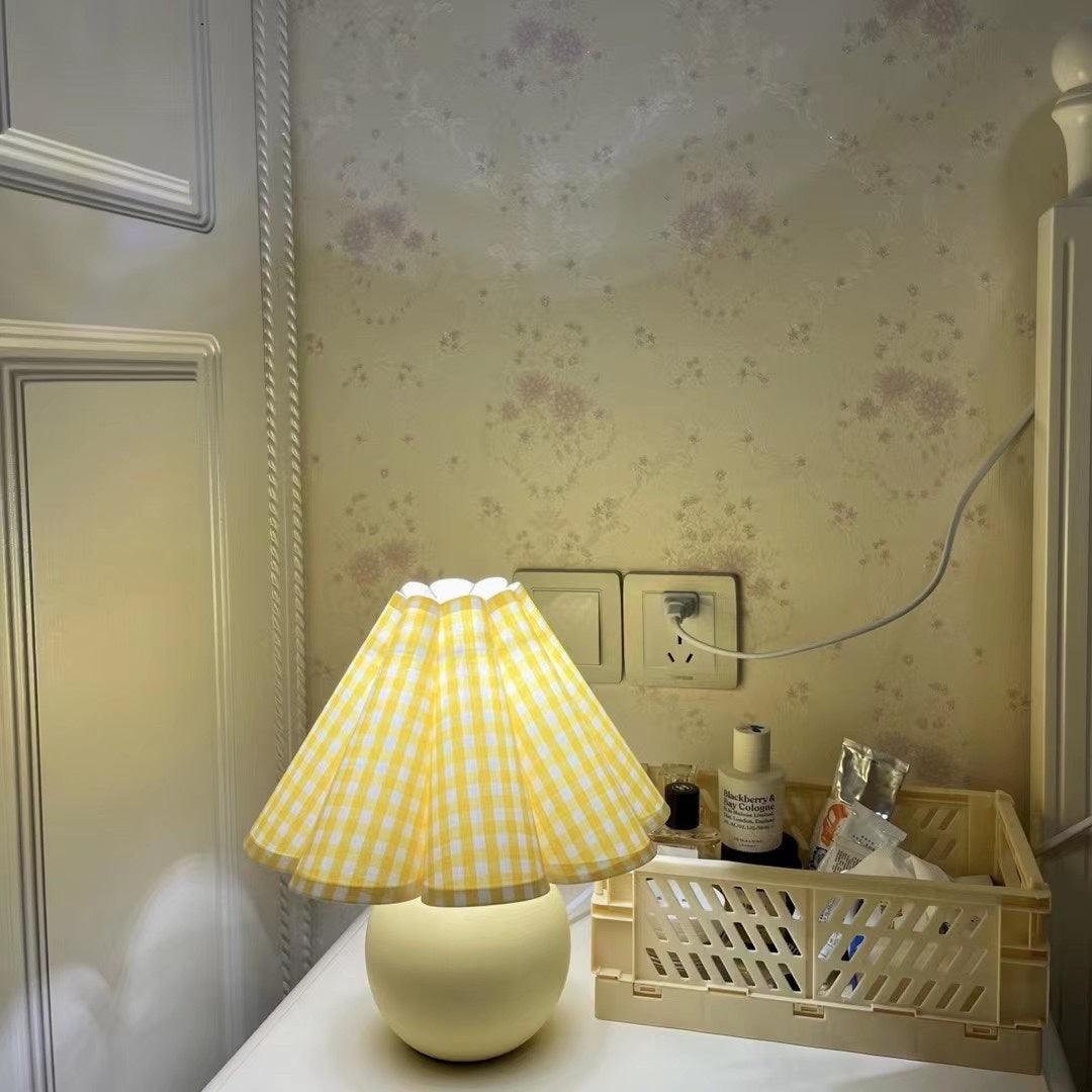Knife Pleat Table Lamp, Soft Ambient Light