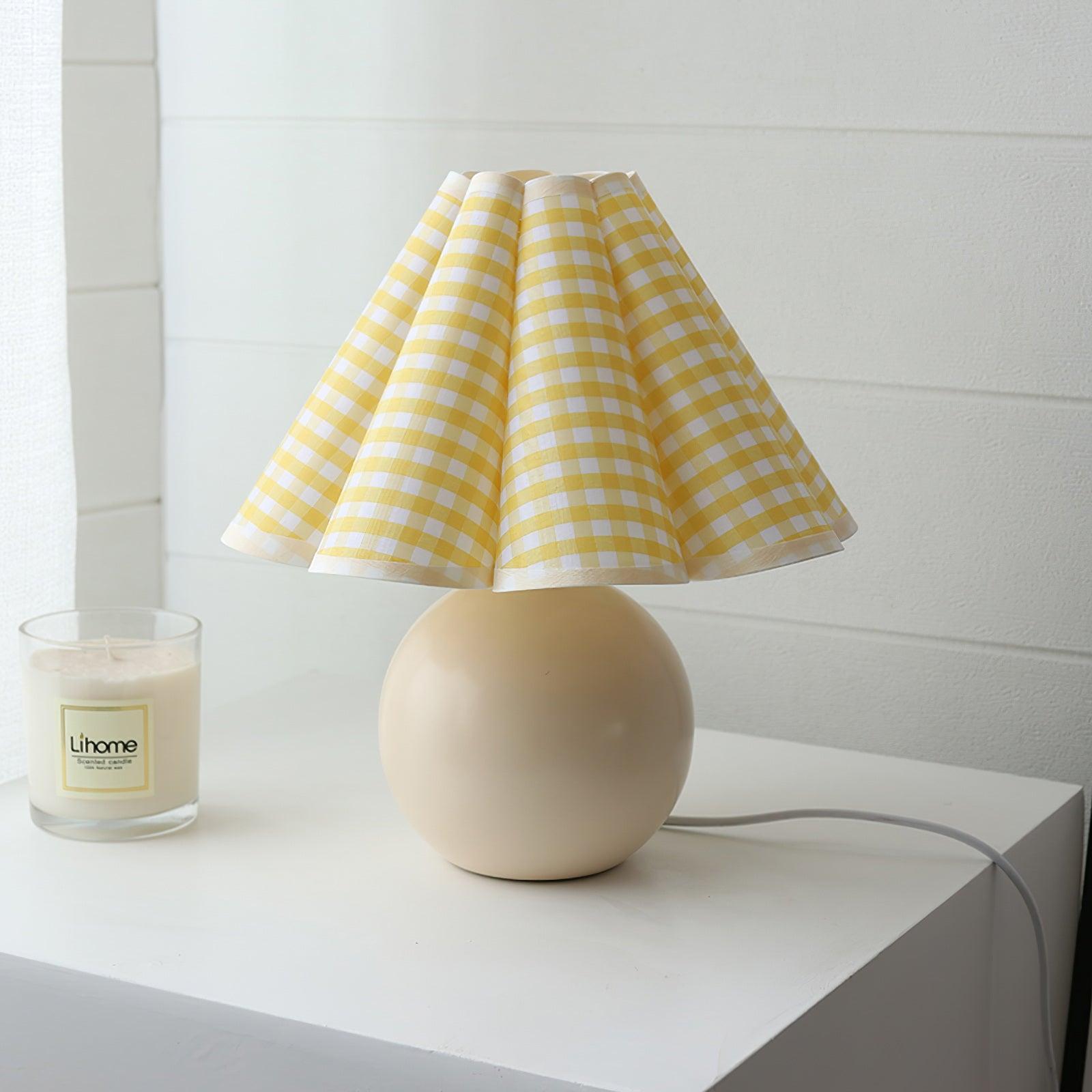 Knife Pleat Table Lamp, Soft Ambient Light — side view
