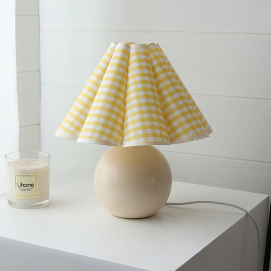 Knife Pleat Table Lamp, Soft Ambient Light — side view