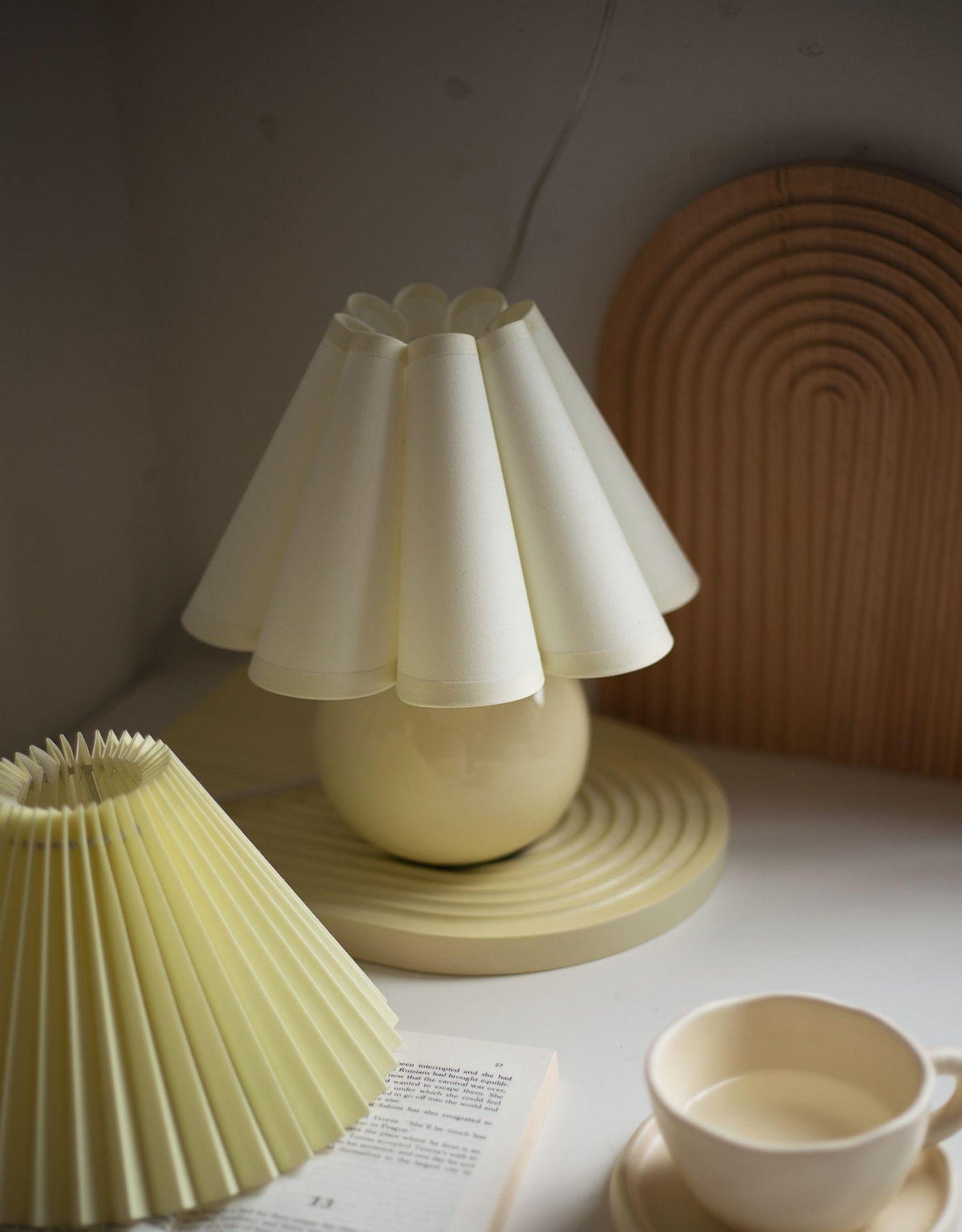 Knife Pleat Table Lamp, Soft Ambient Light