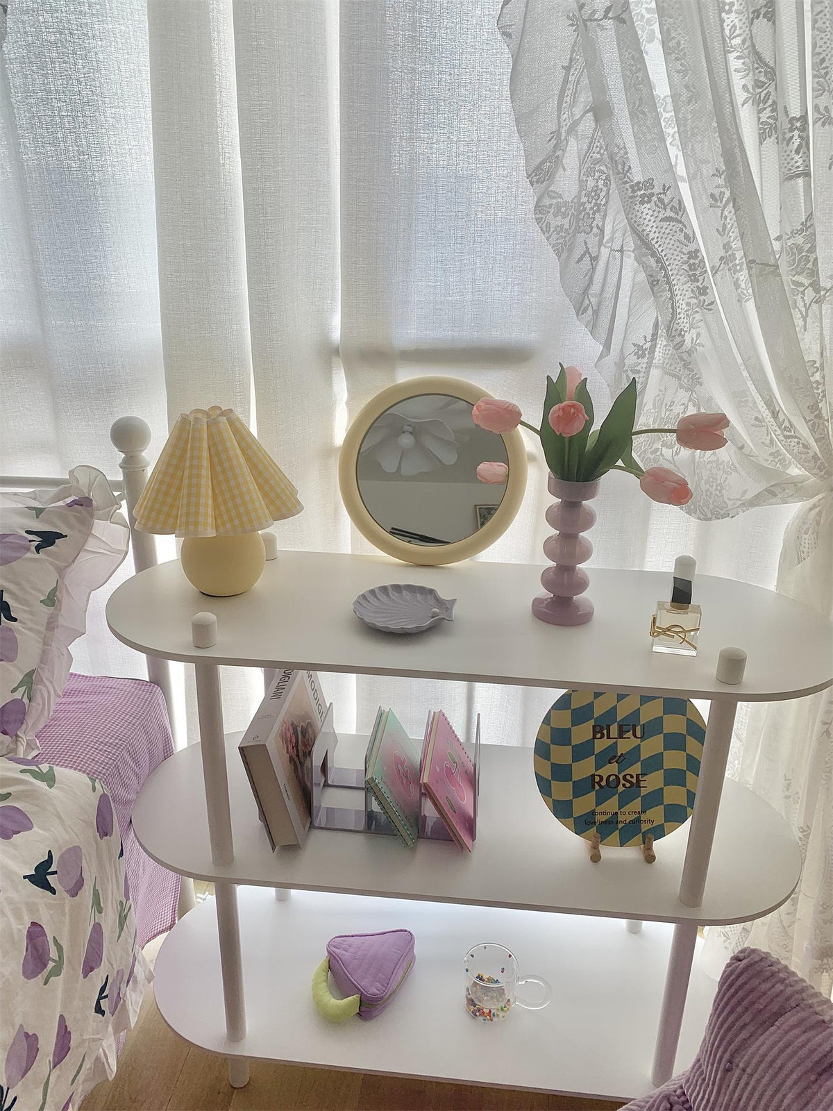 Knife Pleat Table Lamp, Soft Ambient Light