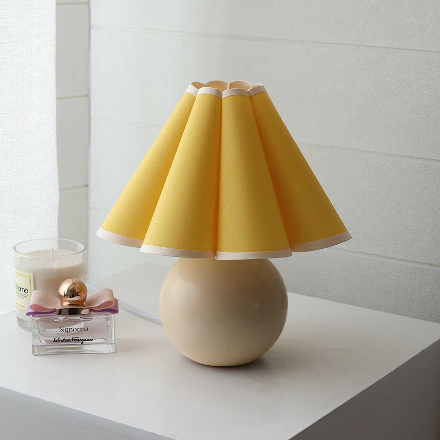 Knife Pleat Table Lamp, Soft Ambient Light — lifestyle view