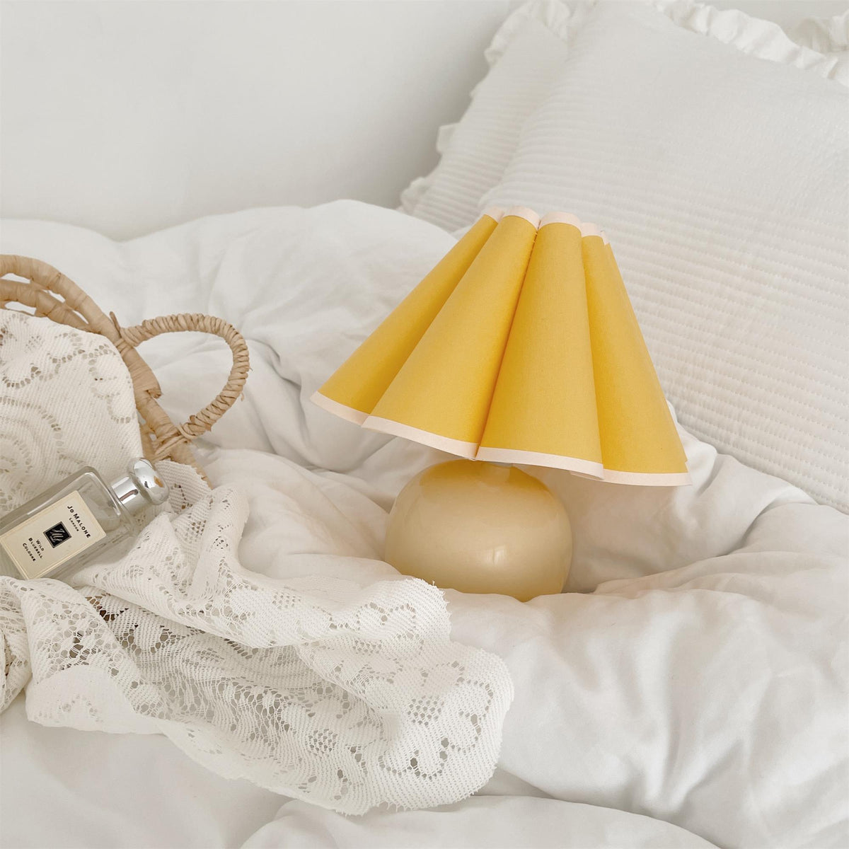 Knife Pleat Table Lamp, Soft Ambient Light