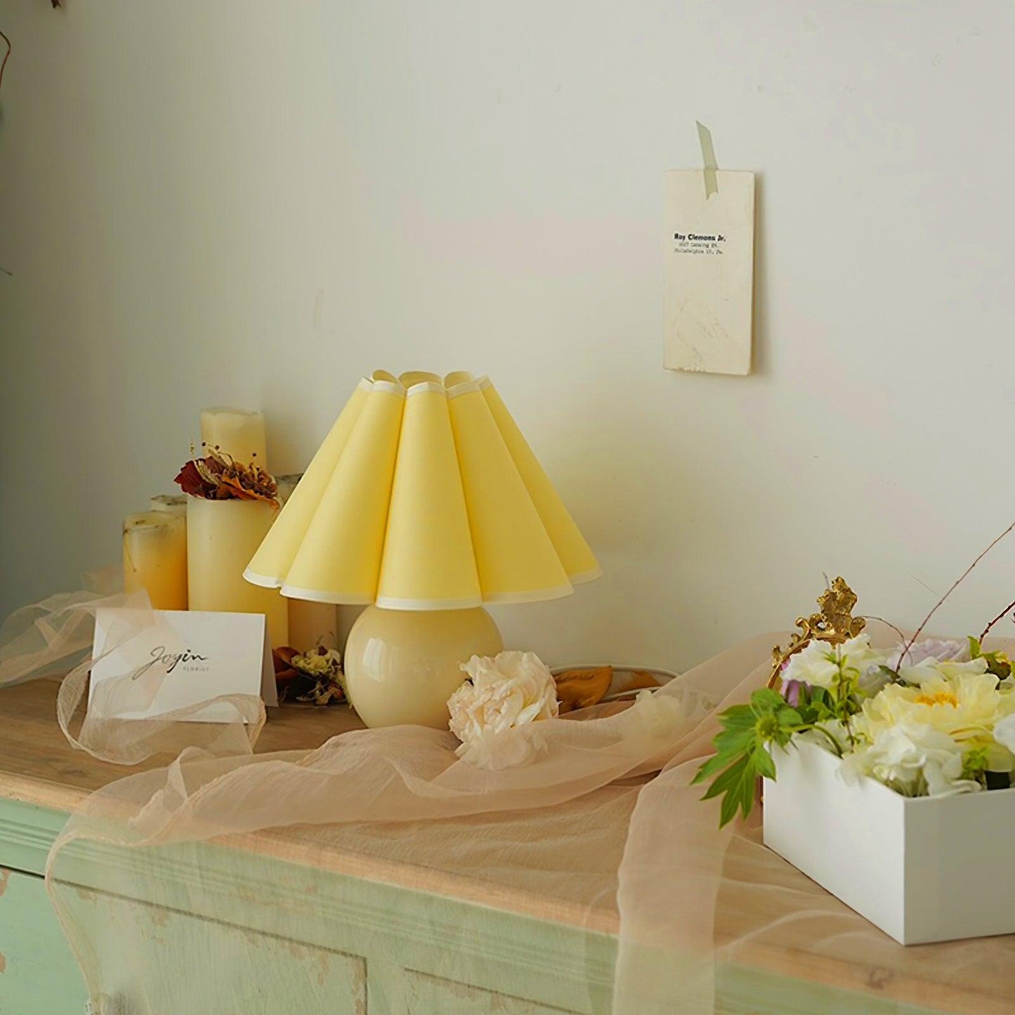 Knife Pleat Table Lamp, Soft Ambient Light