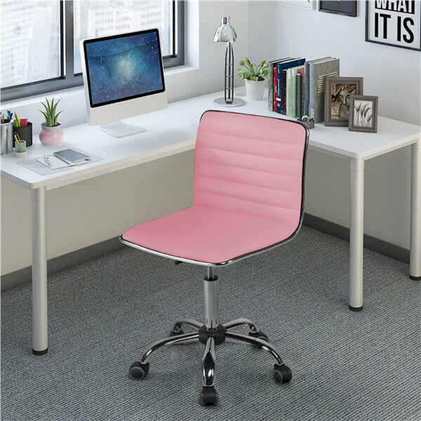 PU Leather Low-Back Office Chair with Adjustable Height & Chrome Base — front view