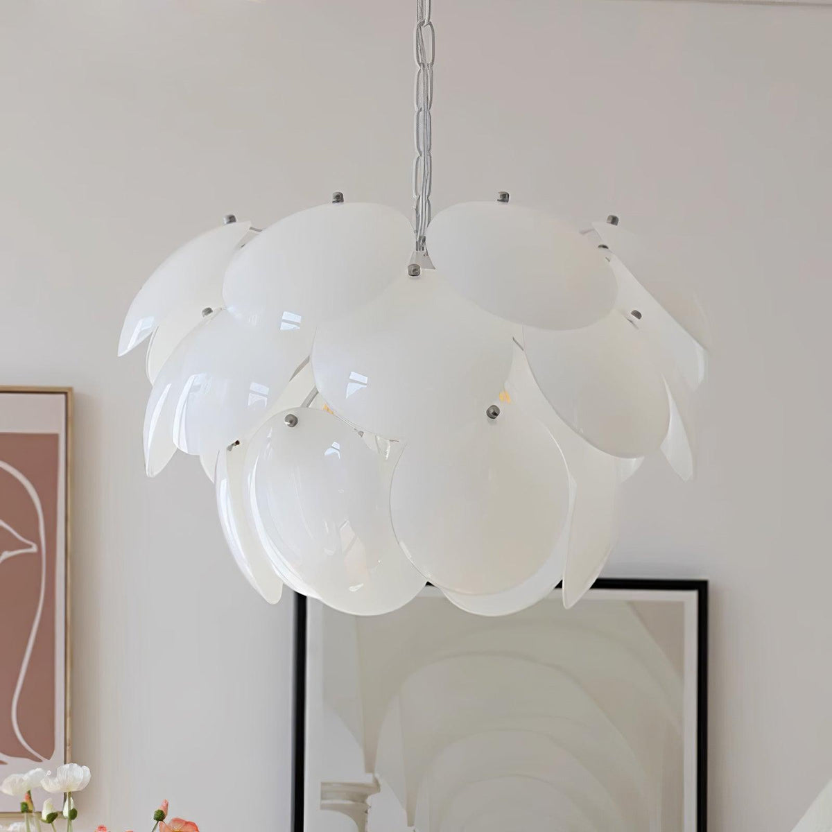 Petal Glass Chandelier with Adjustable Height