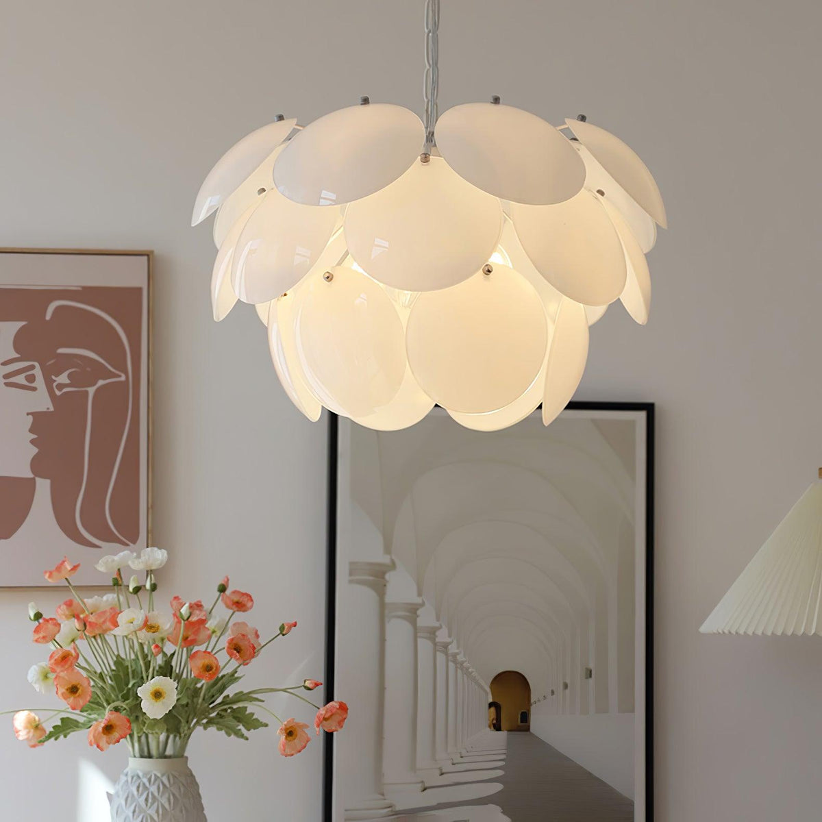 Petal Glass Chandelier with Adjustable Height