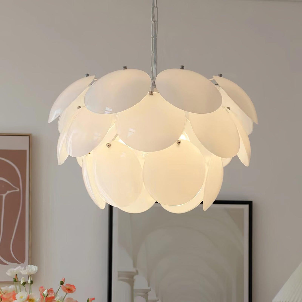 Petal Glass Chandelier with Adjustable Height