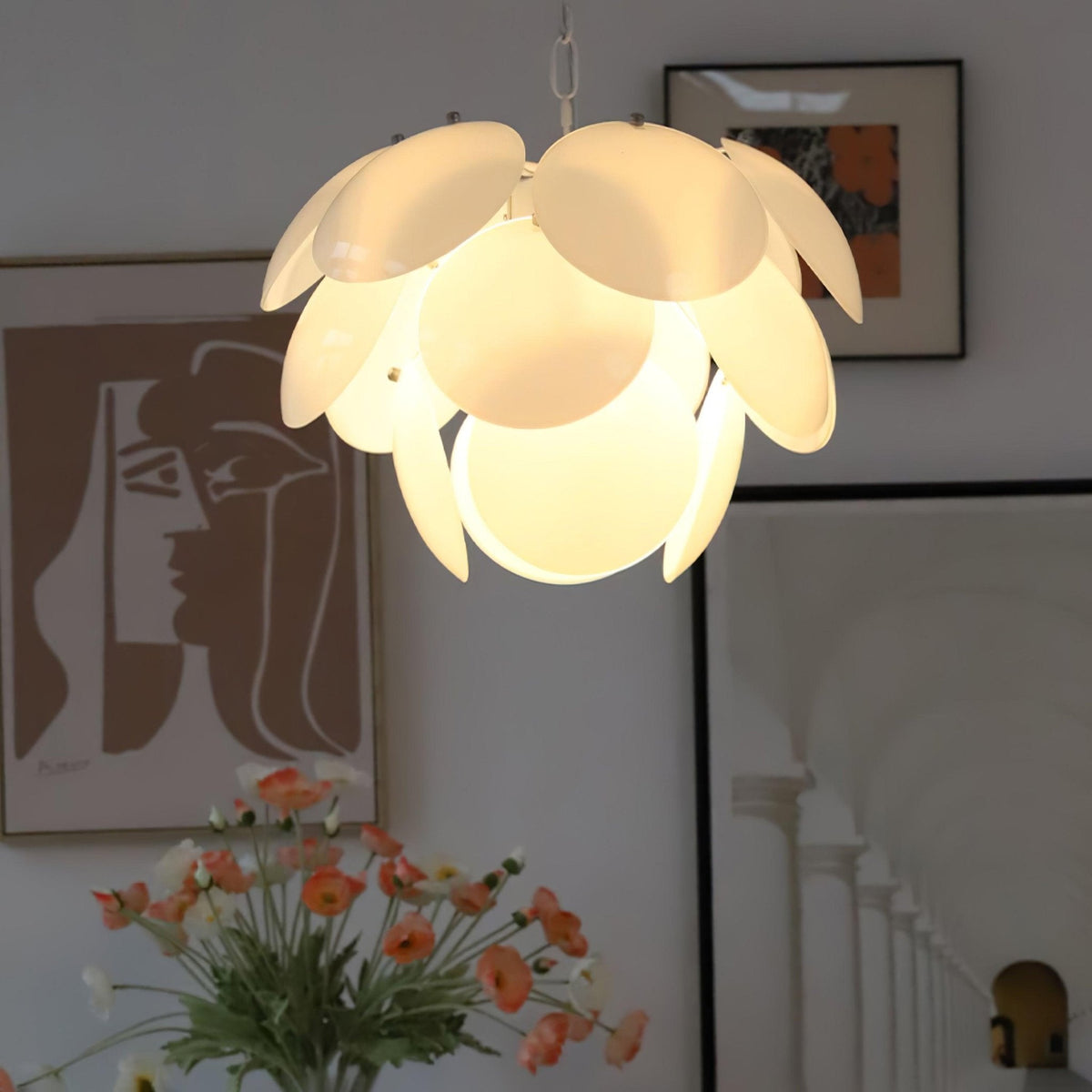 Petal Glass Chandelier with Adjustable Height
