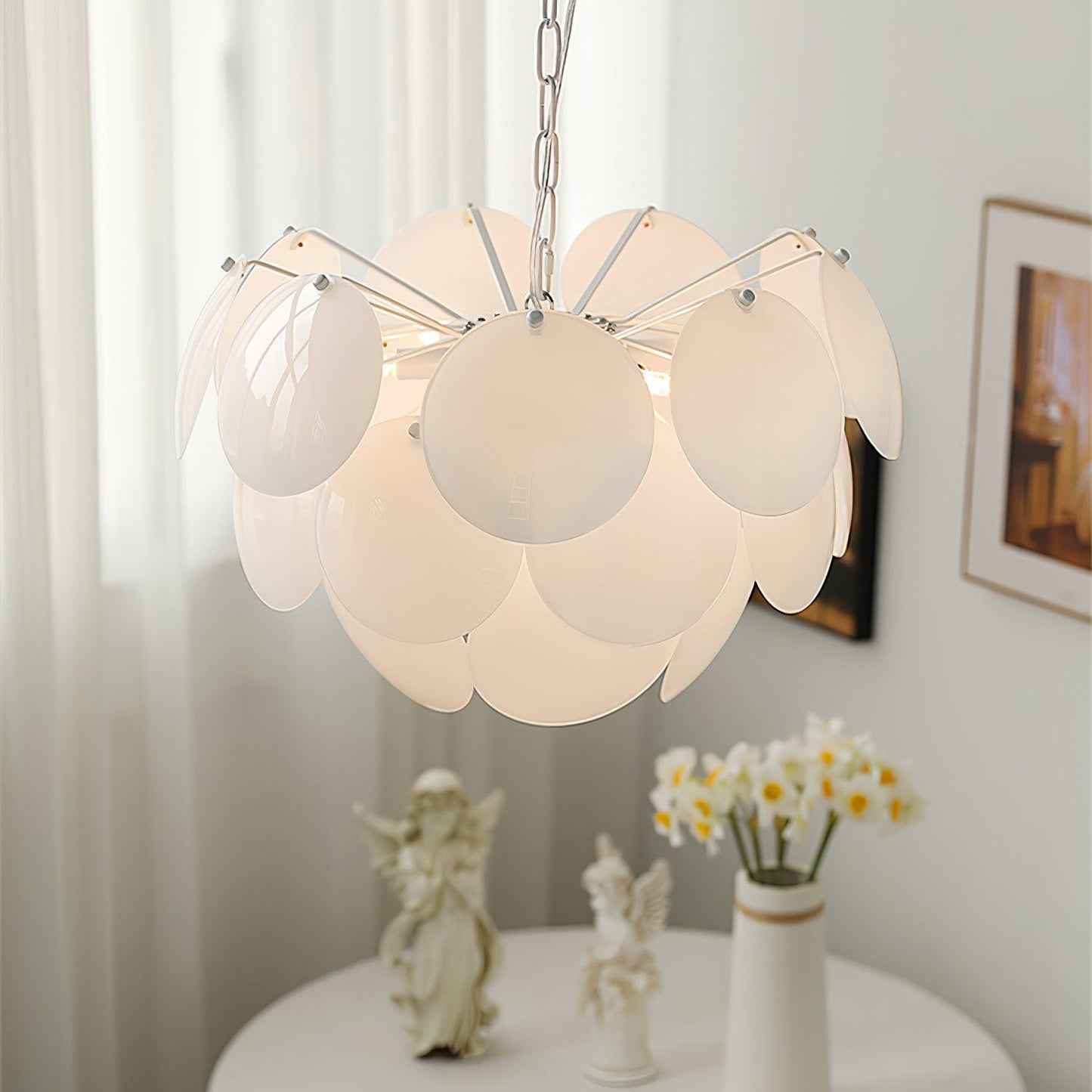 Petal Glass Chandelier with Adjustable Height