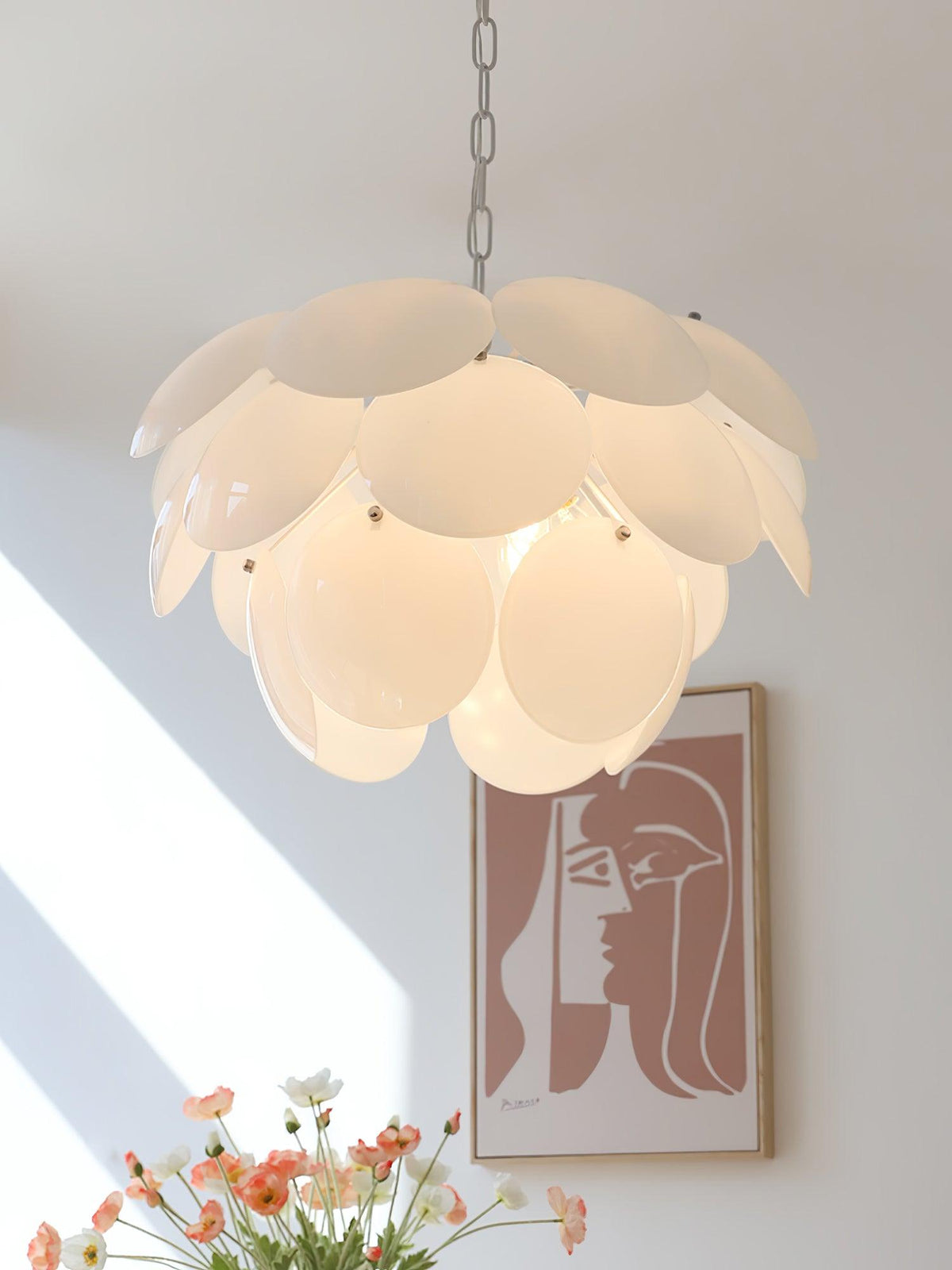 Petal Glass Chandelier with Adjustable Height