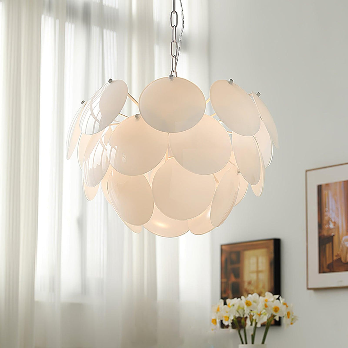 Petal Glass Chandelier with Adjustable Height — front view
