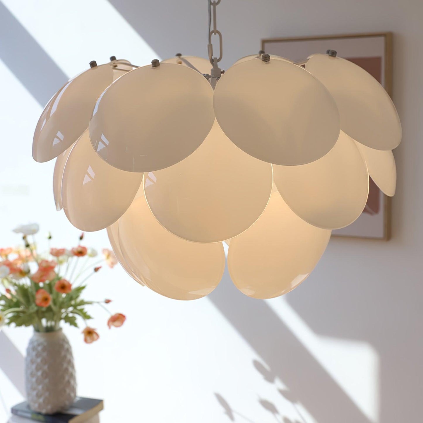 Petal Glass Chandelier with Adjustable Height