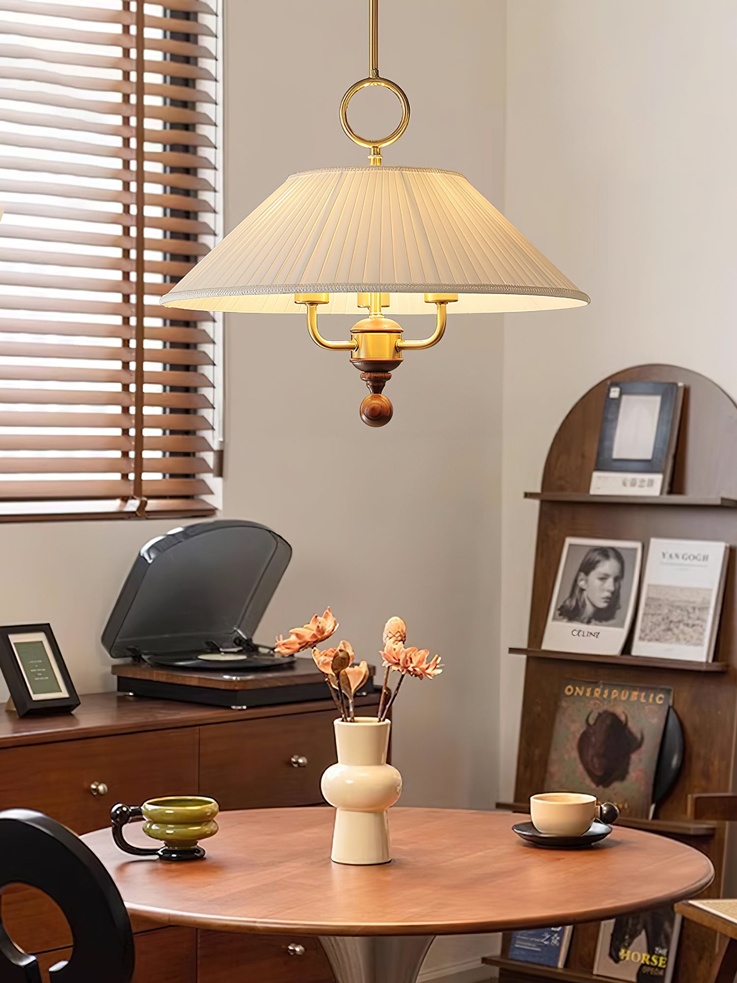 Fluted Pendant Light with Elegant Drape — front view