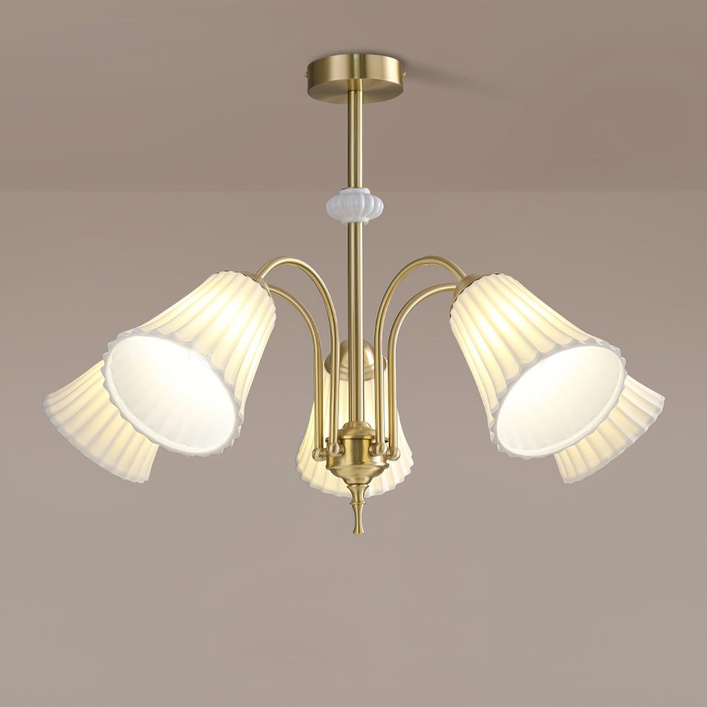 Ceramic Trumpet Chandelier, Medieval-Inspired Design