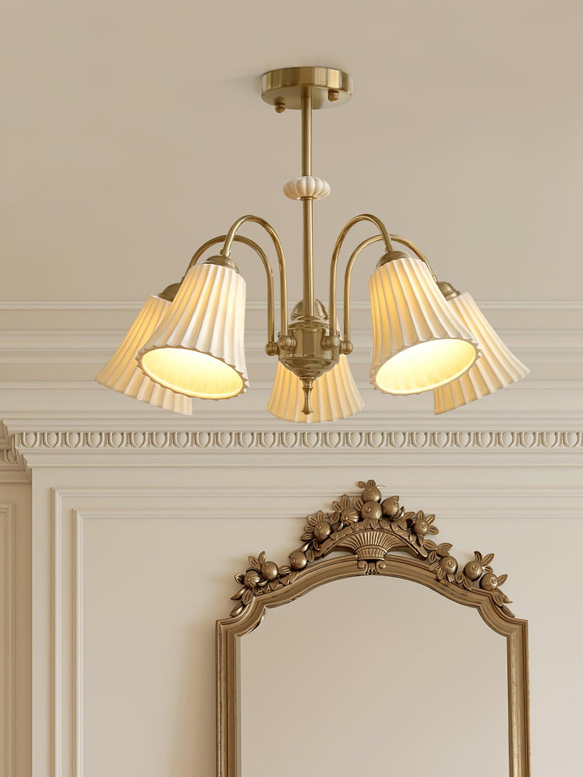 Ceramic Trumpet Chandelier, Medieval-Inspired Design